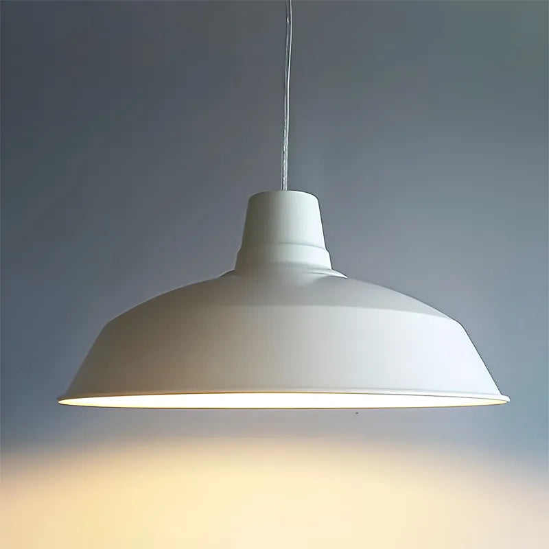 White Innermost Foundry 40 modern ceiling fixture over dining table