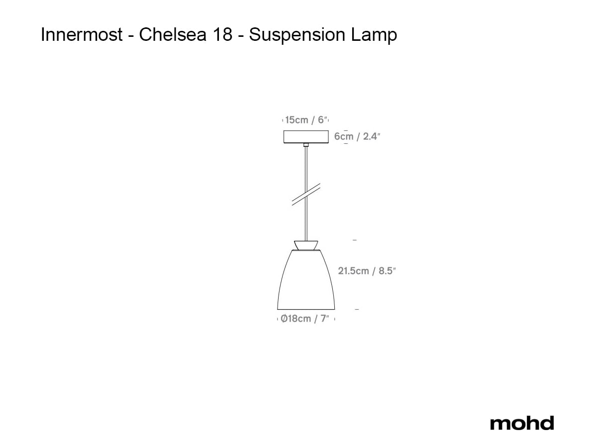 Innermost Chelsea pendant light by James Bartlett – Chelsea 18 dimension drawing