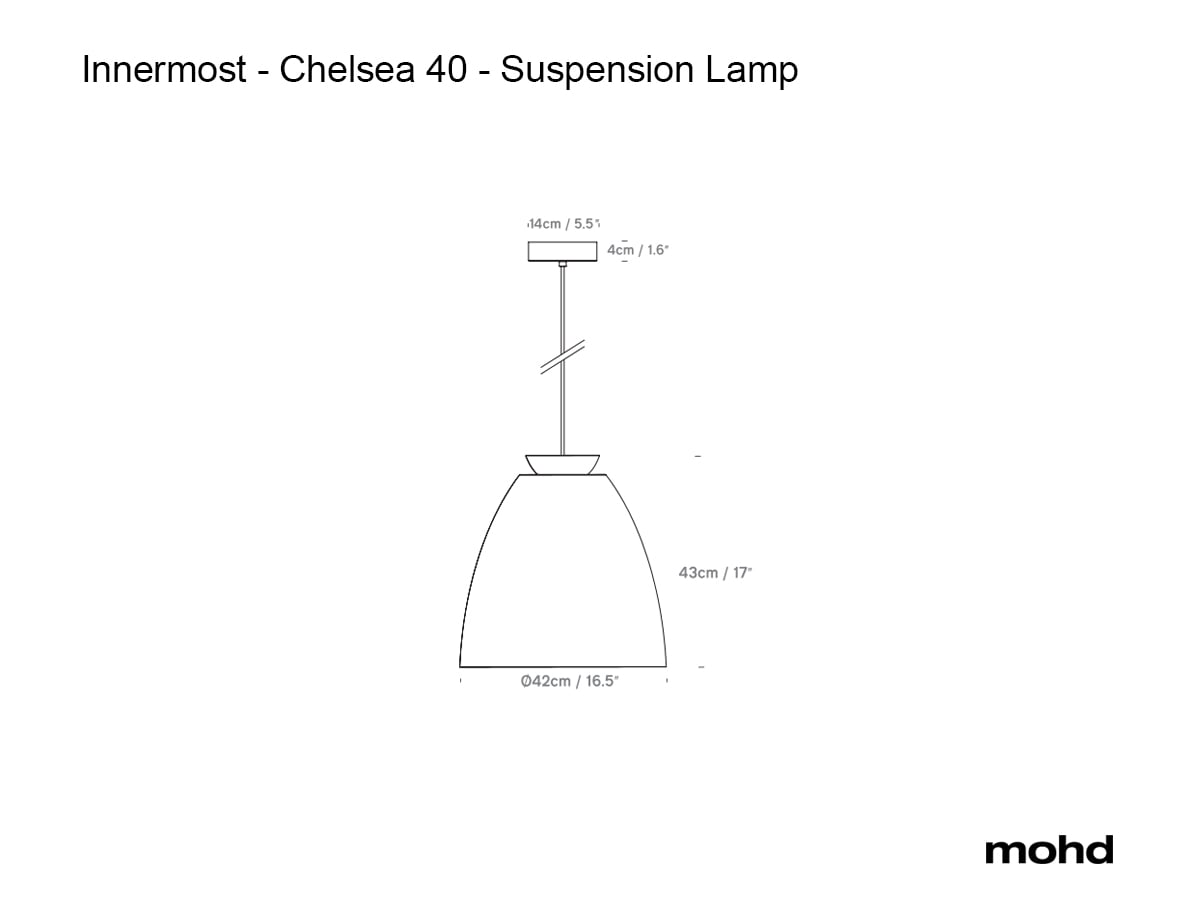 Innermost Chelsea pendant light by James Bartlett – Chelsea 40 dimension drawing