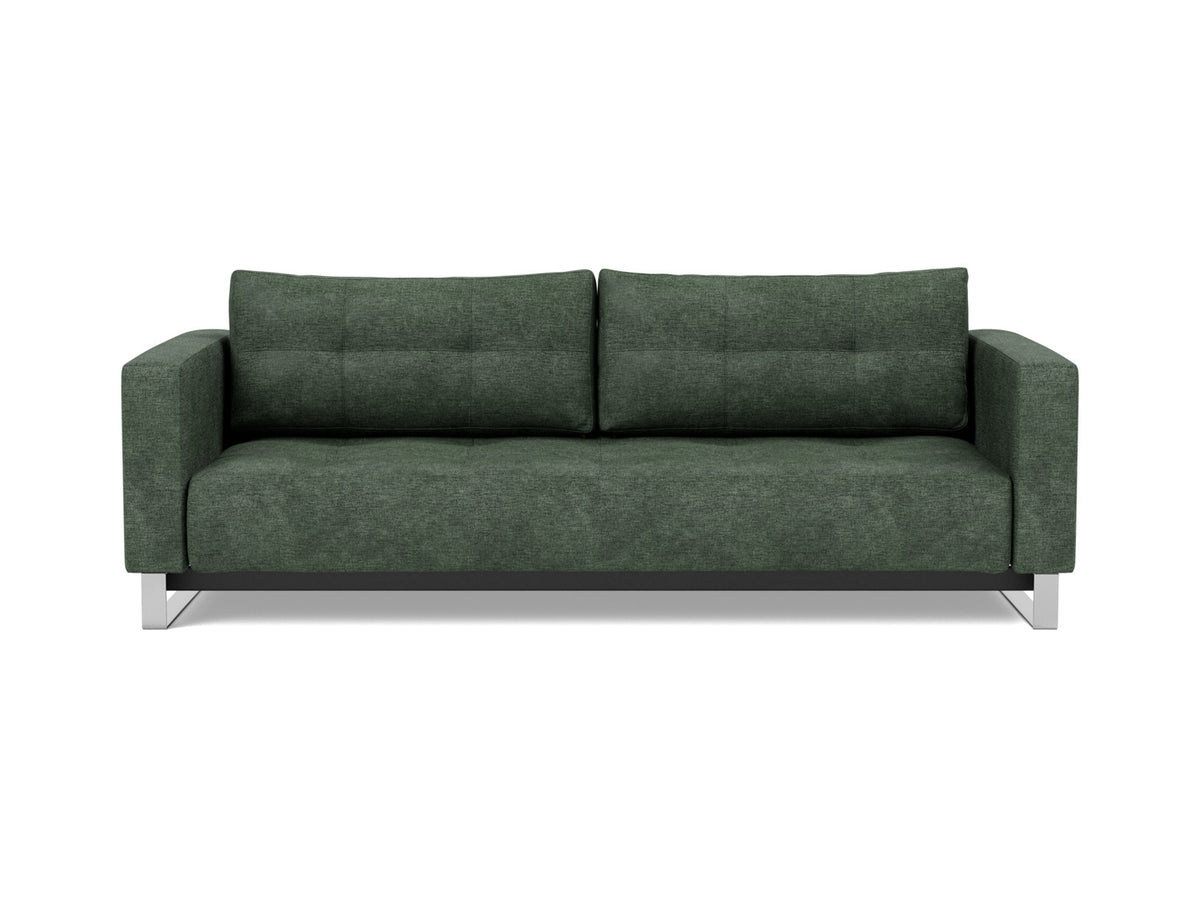 Innovation Living Cassius D.E.L. Queen Sofa Bed in Avella Pine Green (281), front view