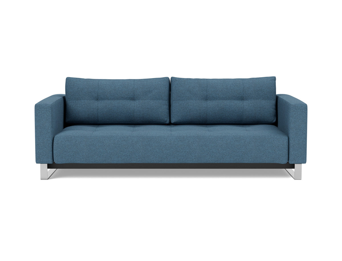 Innovation Living Cassius D.E.L. Queen Sofa Bed in Weda Blue (302), front view