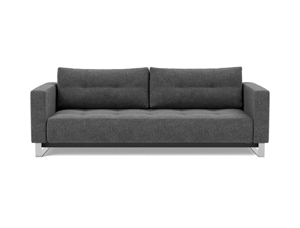 Innovation Living Cassius D.E.L. Queen Sofa Bed in Taura Deep Grey (350), front view