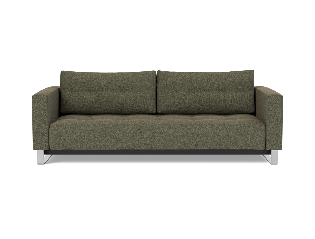 Innovation Living Cassius D.E.L. Queen Sofa Bed in Bouclé Forest Green (535), front view