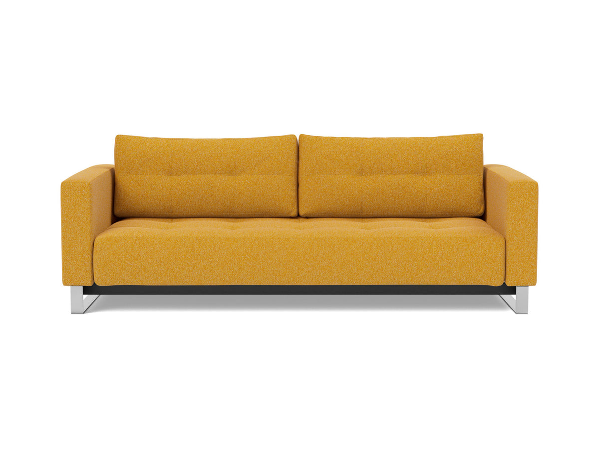 Innovation Living Cassius D.E.L. Queen Sofa Bed in Bouclé Ochre (536), front view