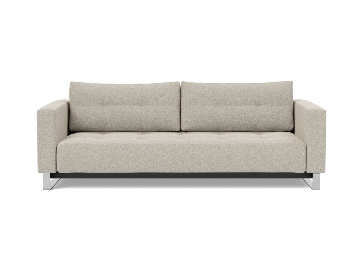 Innovation Living Cassius D.E.L. Queen Sofa Bed in Bouclé Beige (539), front view