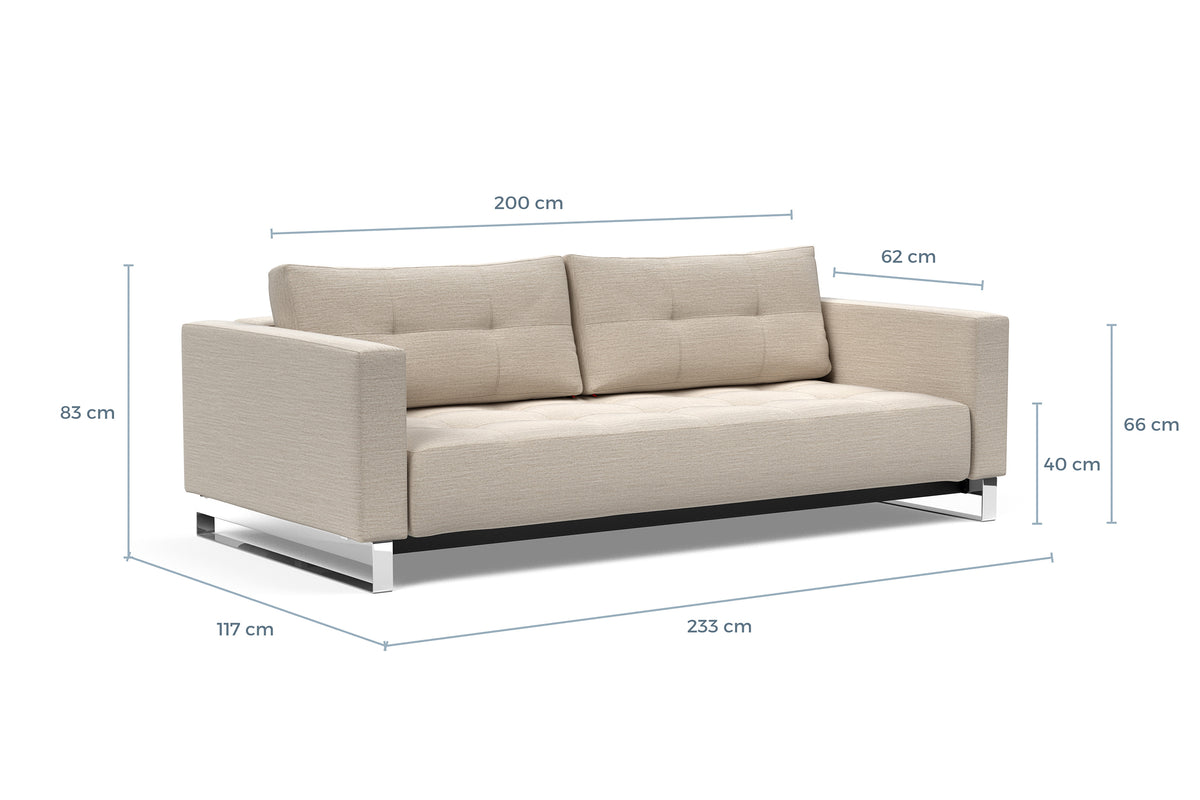 Innovation Living Cassius D.E.L. Queen Sofa Bed dimension drawing with measurements – view 2