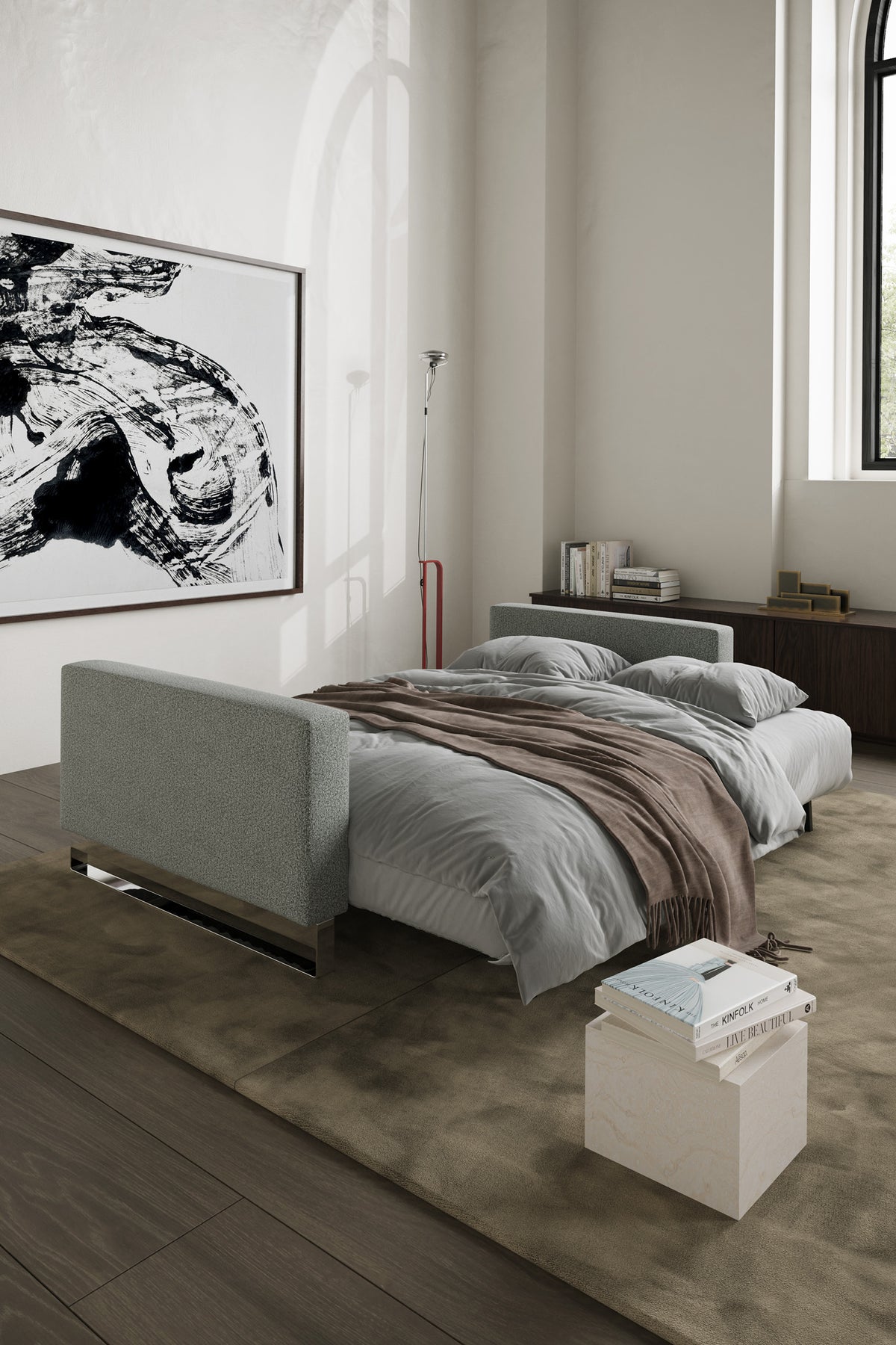 Innovation Living Cassius D.E.L. Queen Sofa Bed in a furnished room, Melange Grey fabric – view 7