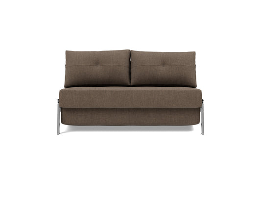 Innovation Living Cubed Full Sofa Bed with Chrome Legs in Esina Cedar Brown (411), front view