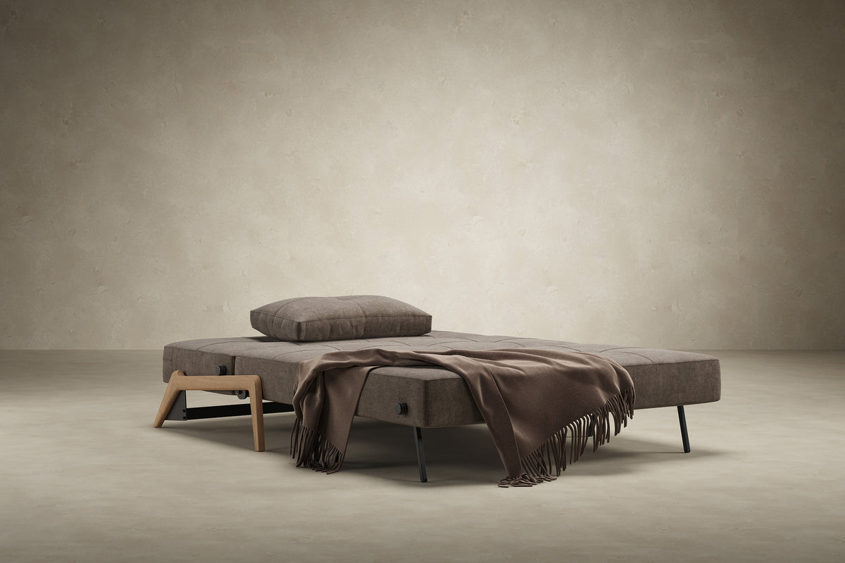 Innovation Living Cubed Full Sofa Bed with Lacquered Oak Legs product photo, Esina Cedar Brown – view 4