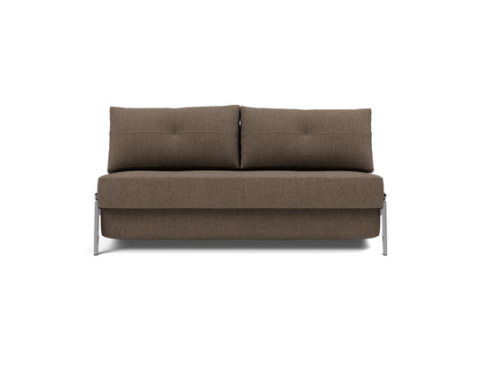Innovation Living Cubed Queen Sofa Bed with Chrome Legs in Esina Cedar Brown (411), front view