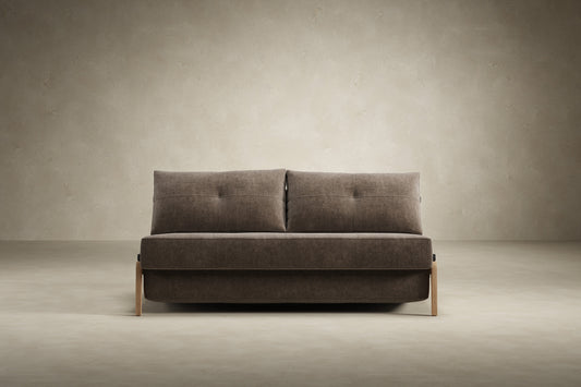 Innovation Living Cubed Queen Sofa Bed with Lacquered Oak Legs product photo, Esina Cedar Brown – view 1