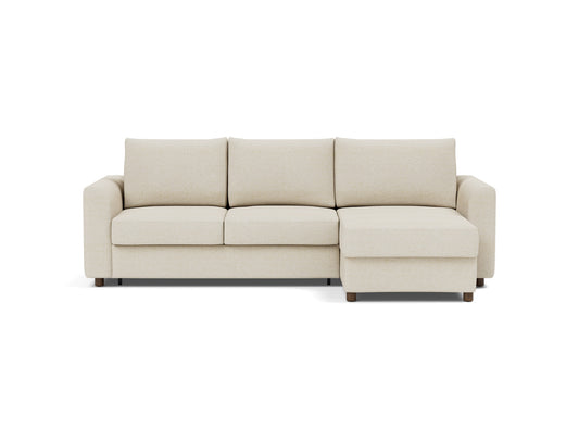 Innovation Living Neah Full Sofa Bed with Chaise with Curved Arms in Halifax Shell (365), front view