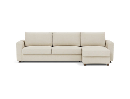 Innovation Living Neah King Sofa Bed with Chaise with Curved Arms in Halifax Shell (365), front view