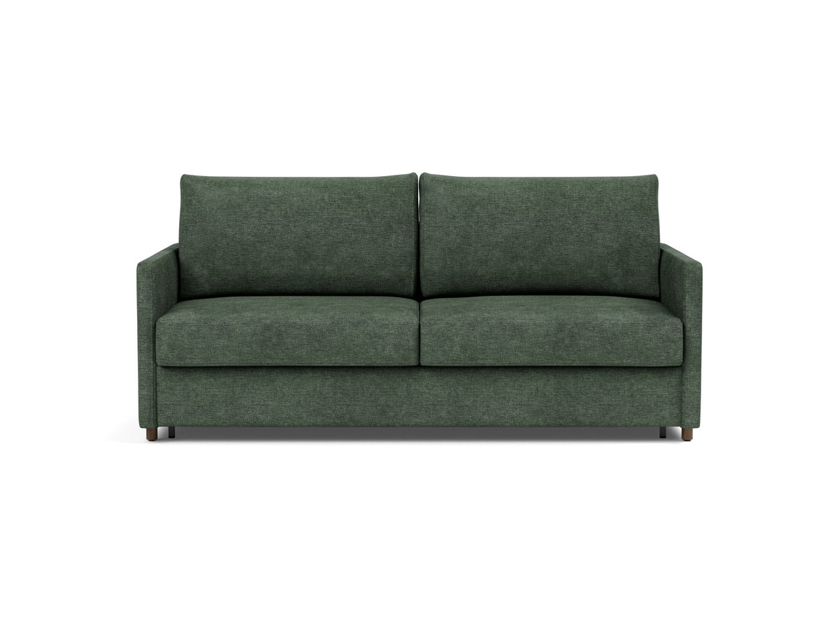 Innovation Living Neah King Sofa Bed with Slim Arms in Avella Pine Green (281), front view