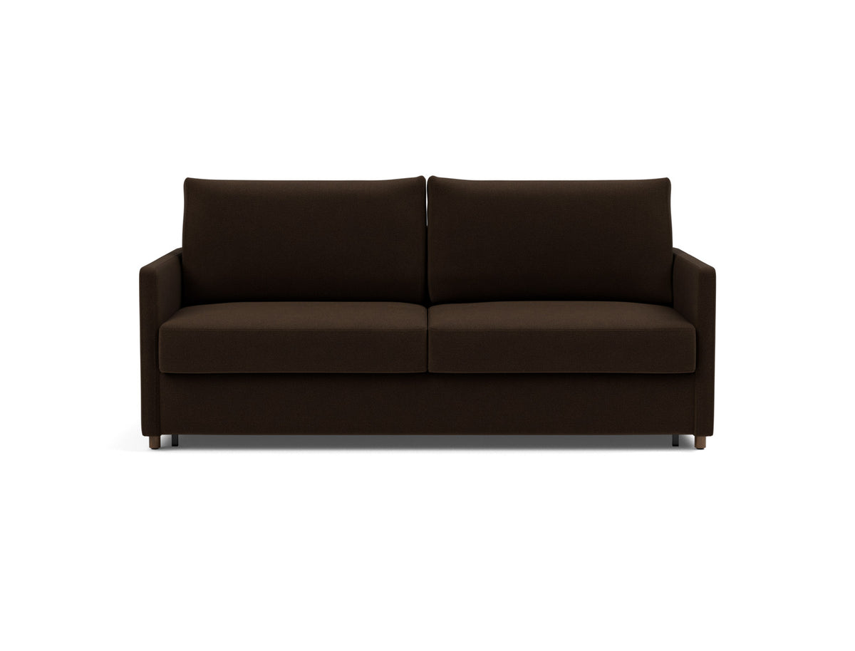 Innovation Living Neah King Sofa Bed with Slim Arms in Taura Chocco (358), front view