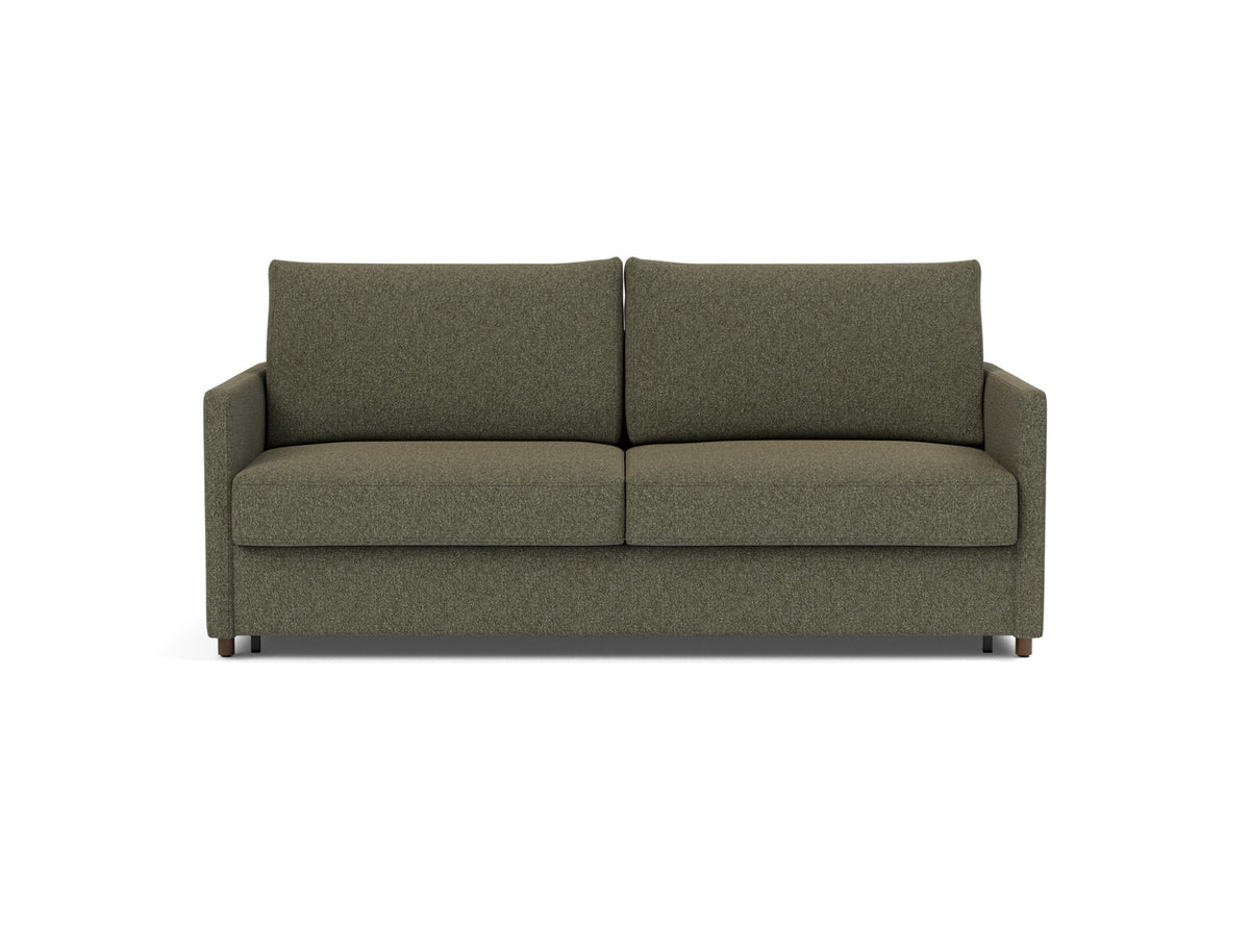 Innovation Living Neah King Sofa Bed with Slim Arms in Bouclé Forest Green (535), front view