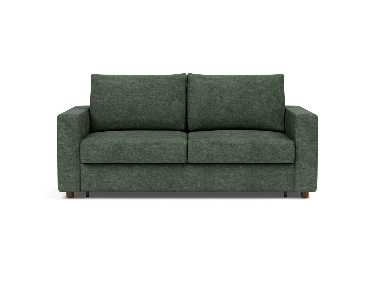 Innovation Living Neah Queen Sofa Bed with Standard Arms in Avella Pine Green (281), front view