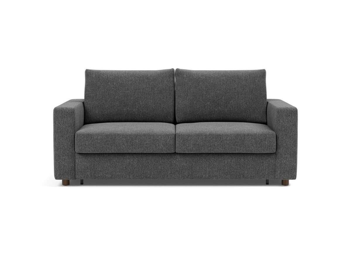 Innovation Living Neah Queen Sofa Bed with Standard Arms in Taura Deep Grey (350), front view