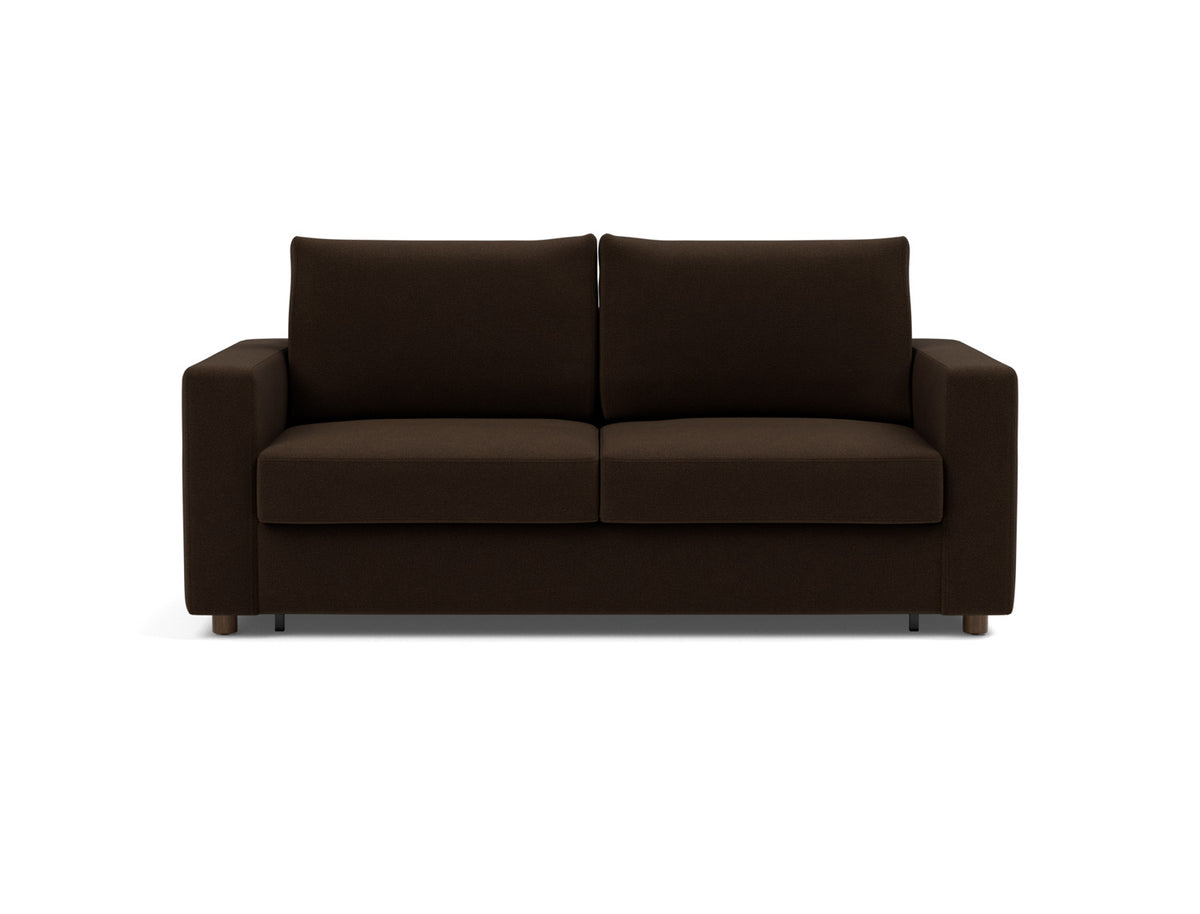 Innovation Living Neah Queen Sofa Bed with Standard Arms in Taura Chocco (358), front view