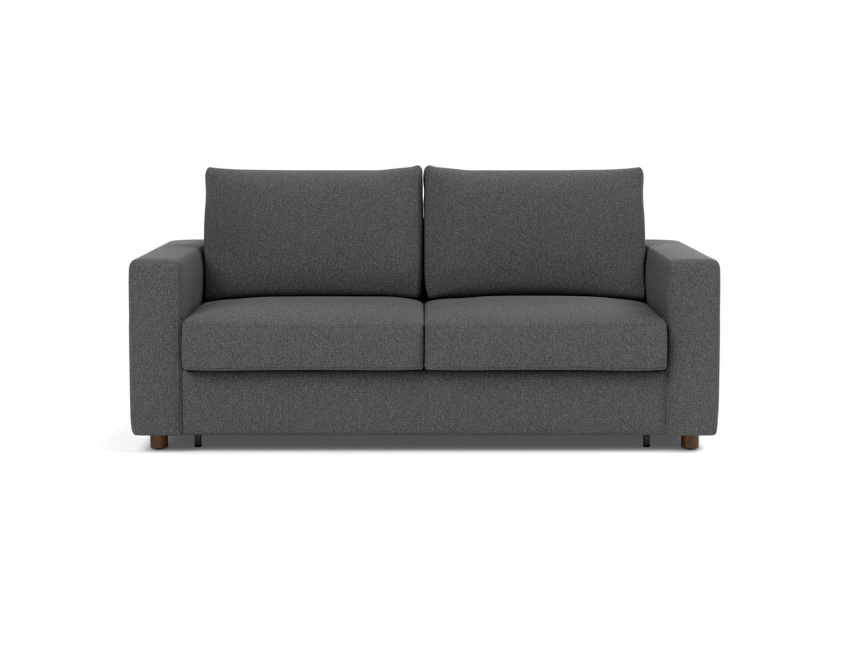 Innovation Living Neah Queen Sofa Bed with Standard Arms in Bouclé Charcoal (529), front view