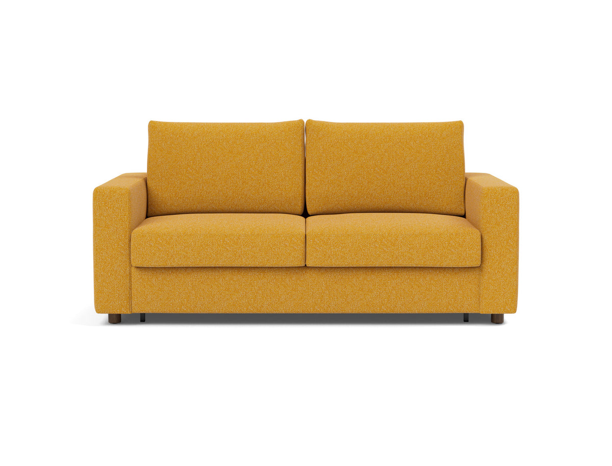 Innovation Living Neah Queen Sofa Bed with Standard Arms in Bouclé Ochre (536), front view