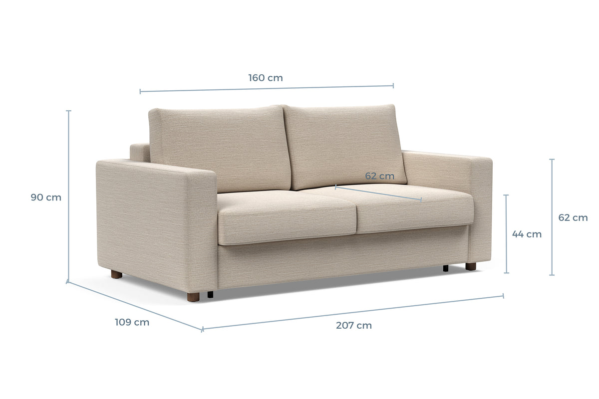 Innovation Living Neah Queen Sofa Bed with Standard Arms dimension drawing with measurements – view 1