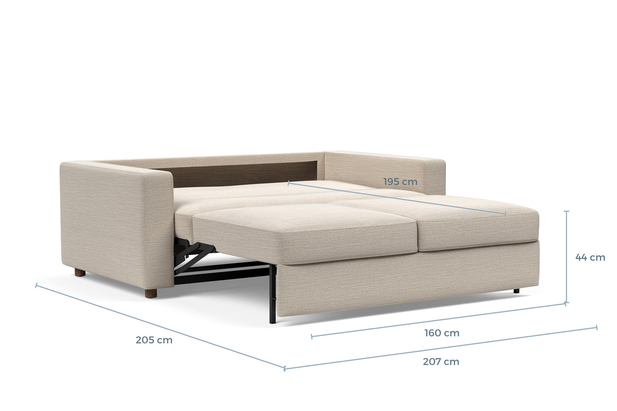 Innovation Living Neah Queen Sofa Bed with Standard Arms dimension drawing with measurements – view 2
