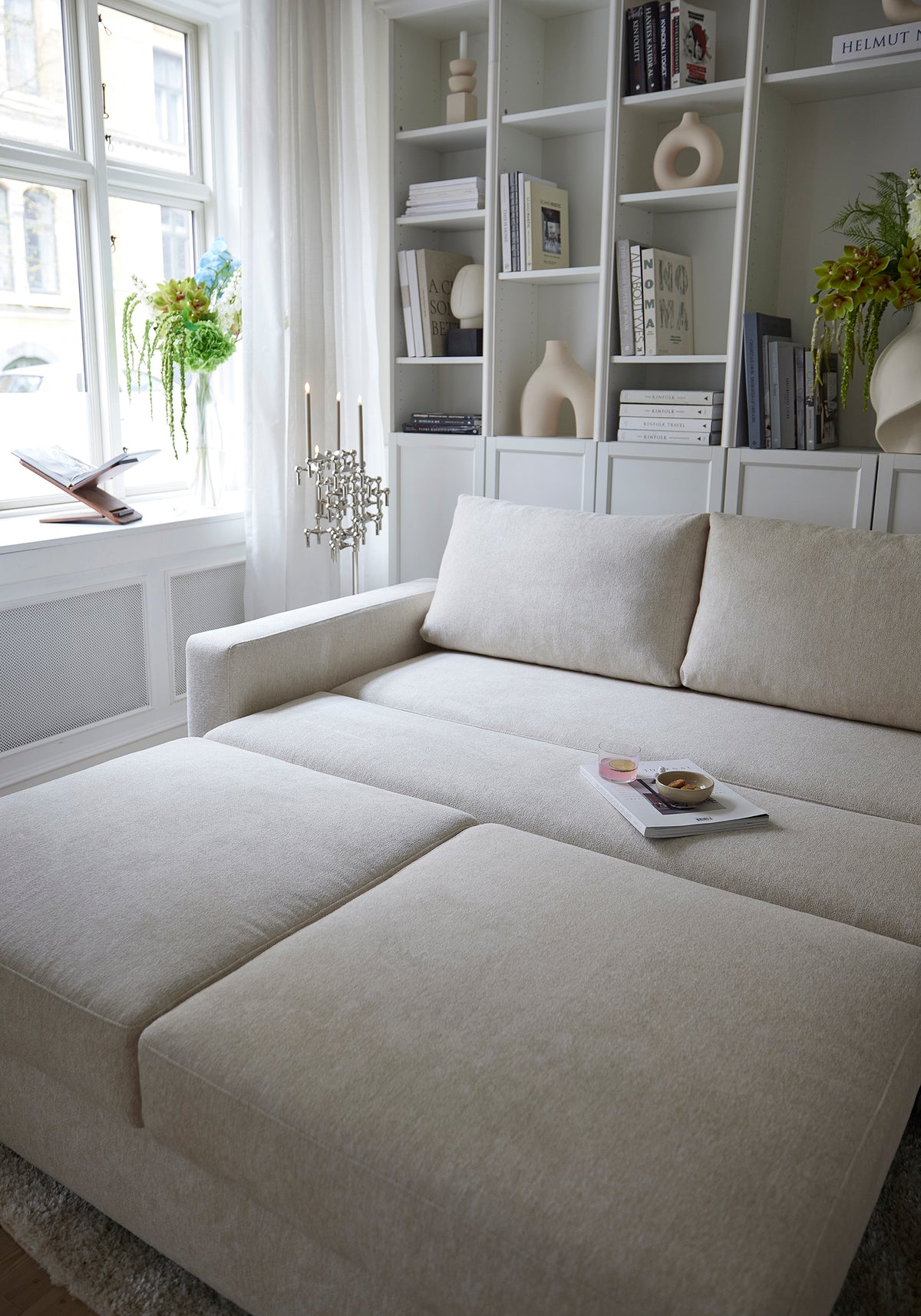 Innovation Living Neah Queen Sofa Bed with Standard Arms in a furnished room, Halifax Shell fabric – view 10