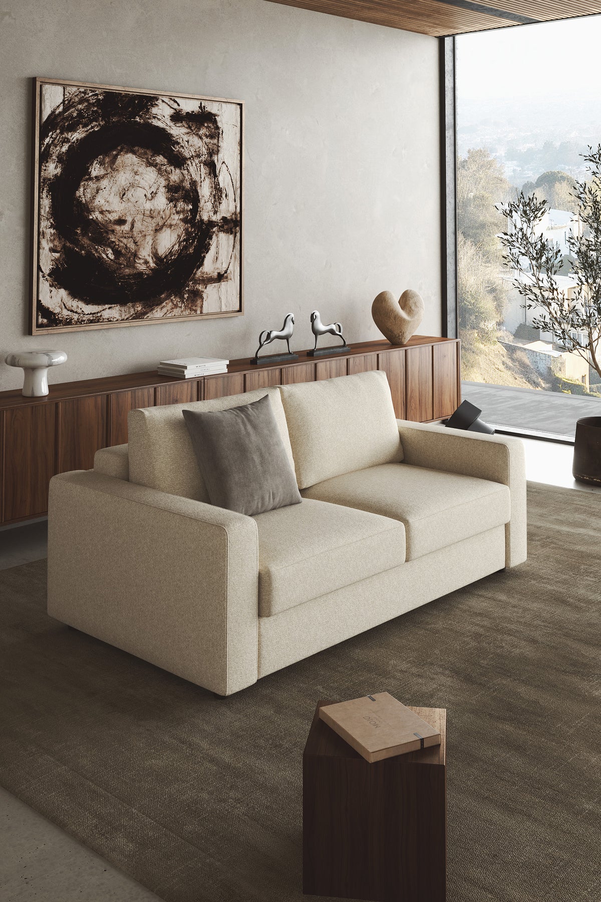 Innovation Living Neah Queen Sofa Bed with Standard Arms in a furnished room, Halifax Shell fabric – view 18