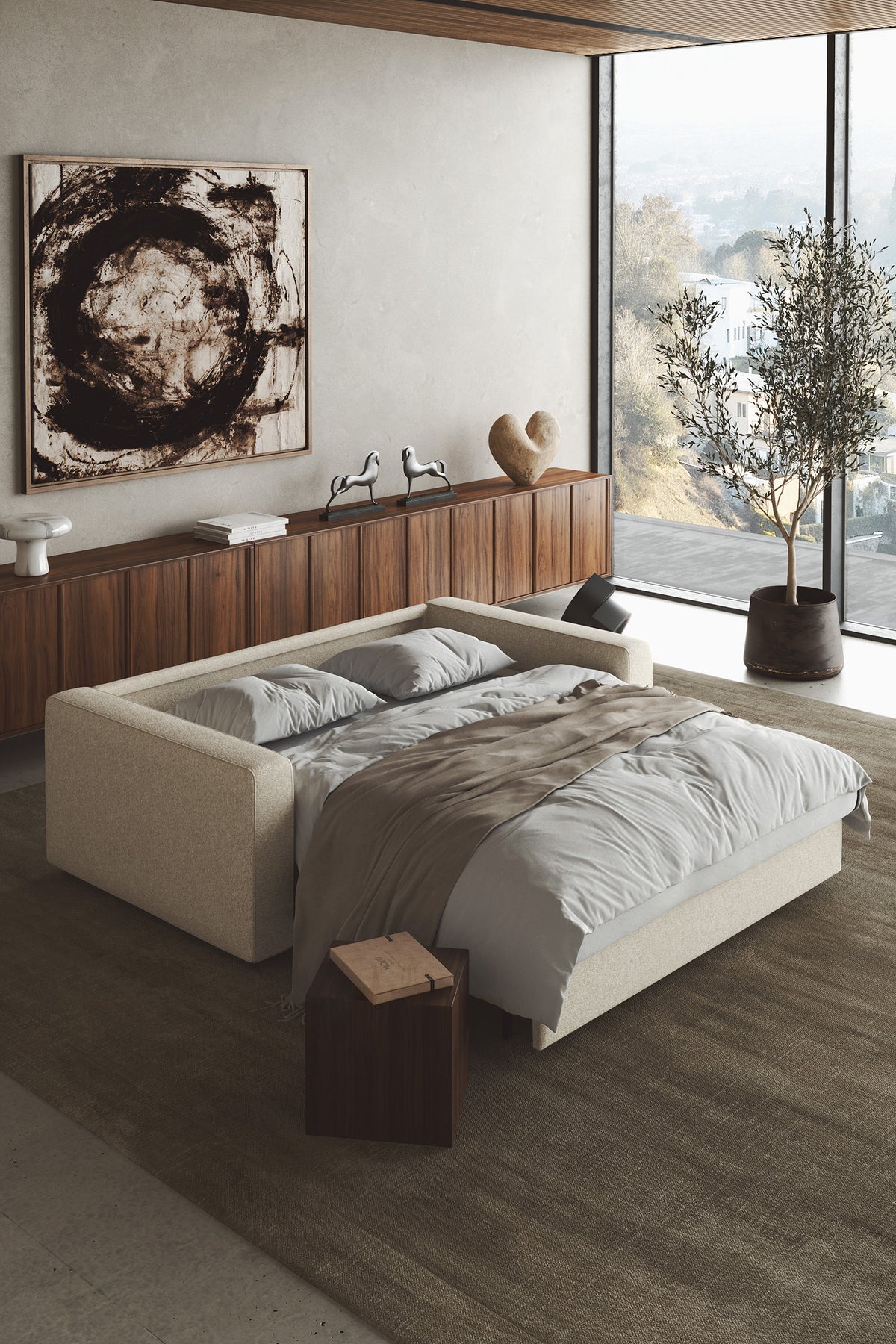 Innovation Living Neah Queen Sofa Bed with Standard Arms in a furnished room, Halifax Shell fabric – view 20