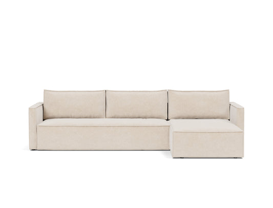 Innovation Living Newilla Full Sofa Bed with Chaise with Slim Arms in Adario Basmati (255), front view