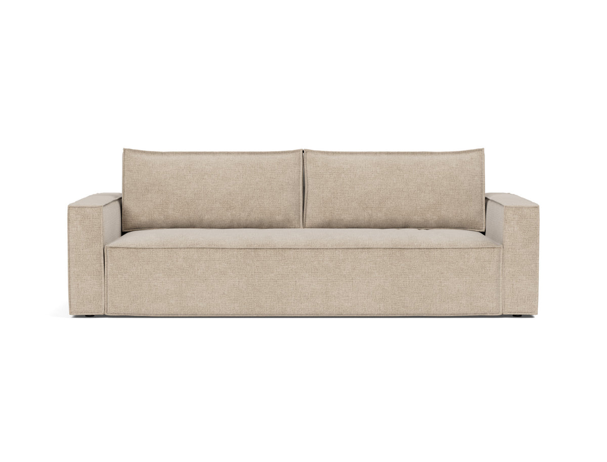 Innovation Living Newilla Full Sofa Bed with Standard Arms in Adario Taupe (257), front view