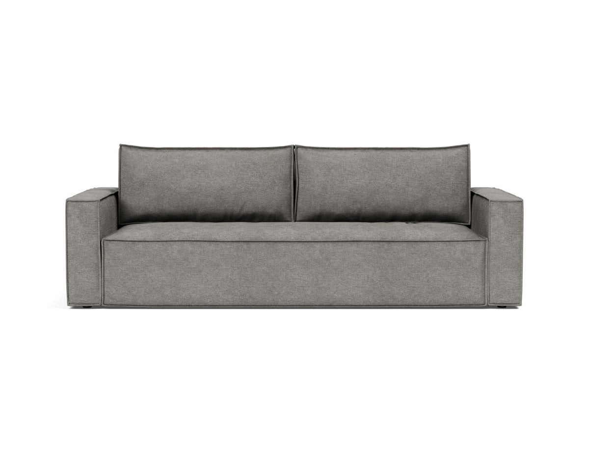 Innovation Living Newilla Full Sofa Bed with Standard Arms in Avella Warm Grey (282), front view