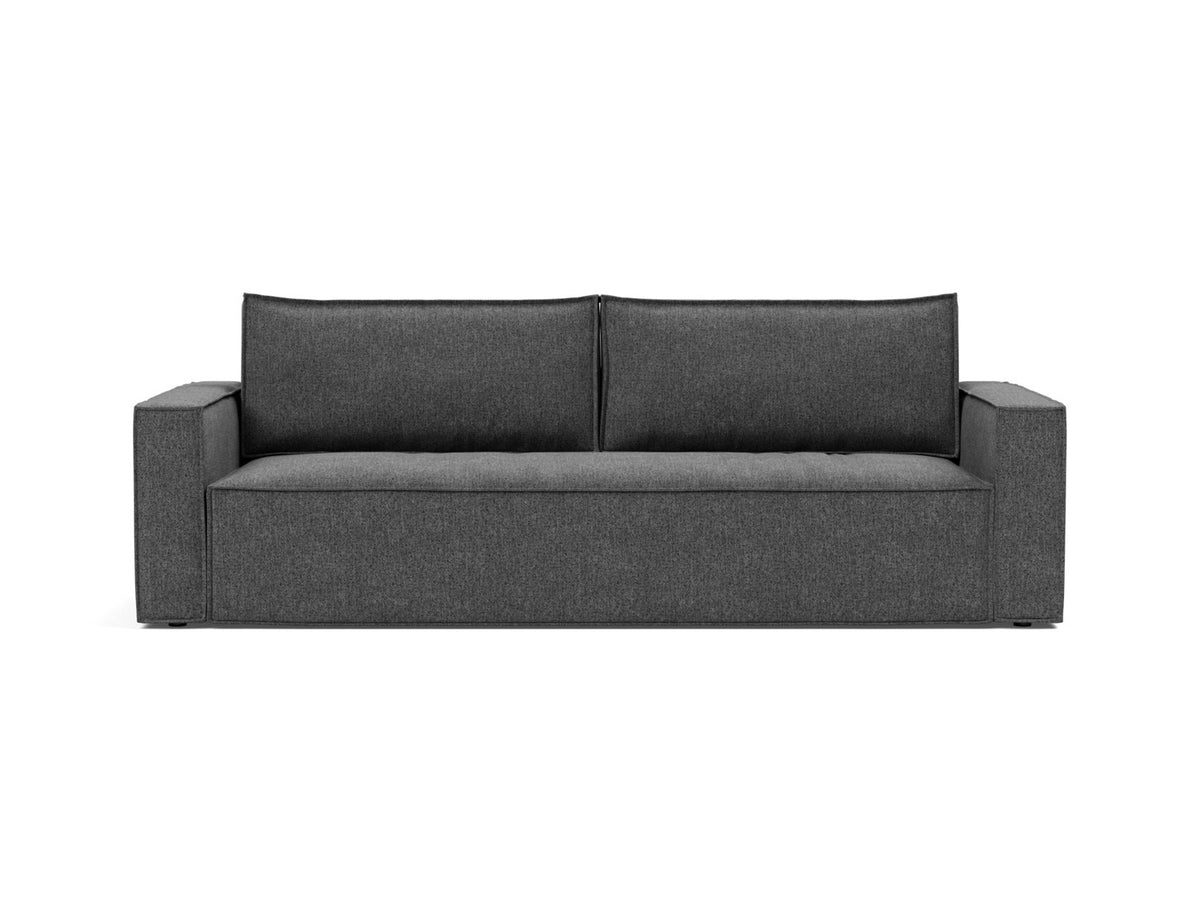 Innovation Living Newilla Full Sofa Bed with Standard Arms in Taura Deep Grey (350), front view