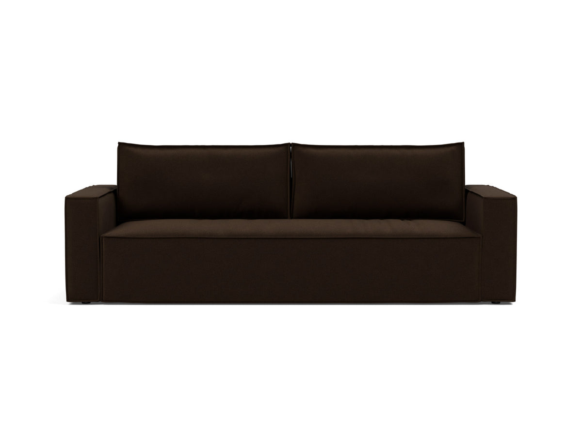 Innovation Living Newilla Full Sofa Bed with Standard Arms in Taura Chocco (358), front view
