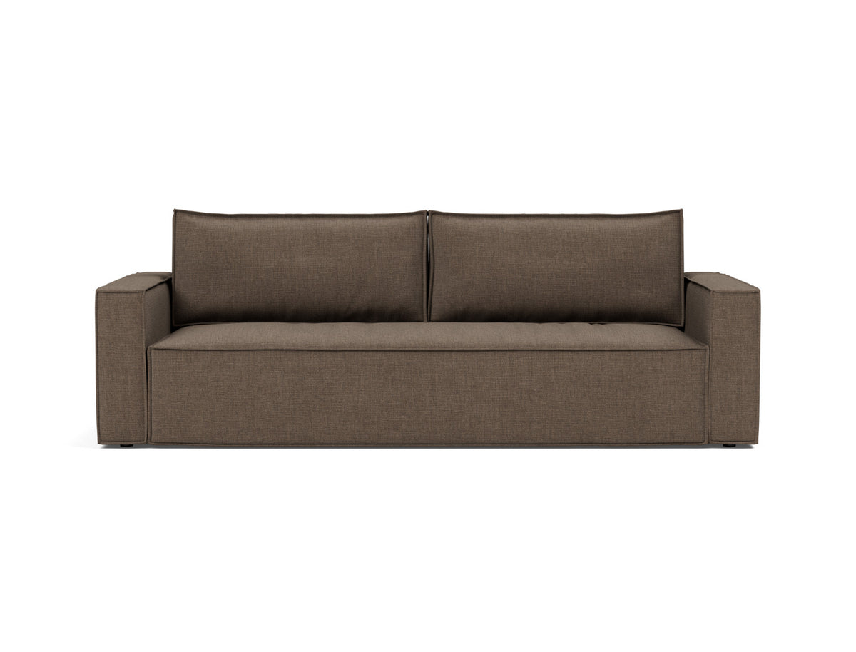 Innovation Living Newilla Full Sofa Bed with Standard Arms in Esina Cedar Brown (411), front view