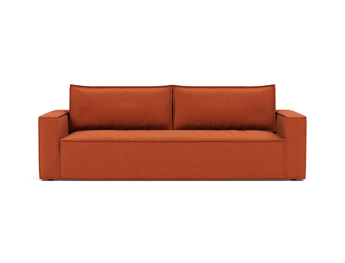 Innovation Living Newilla Full Sofa Bed with Standard Arms in Esina Rust Orange (412), front view