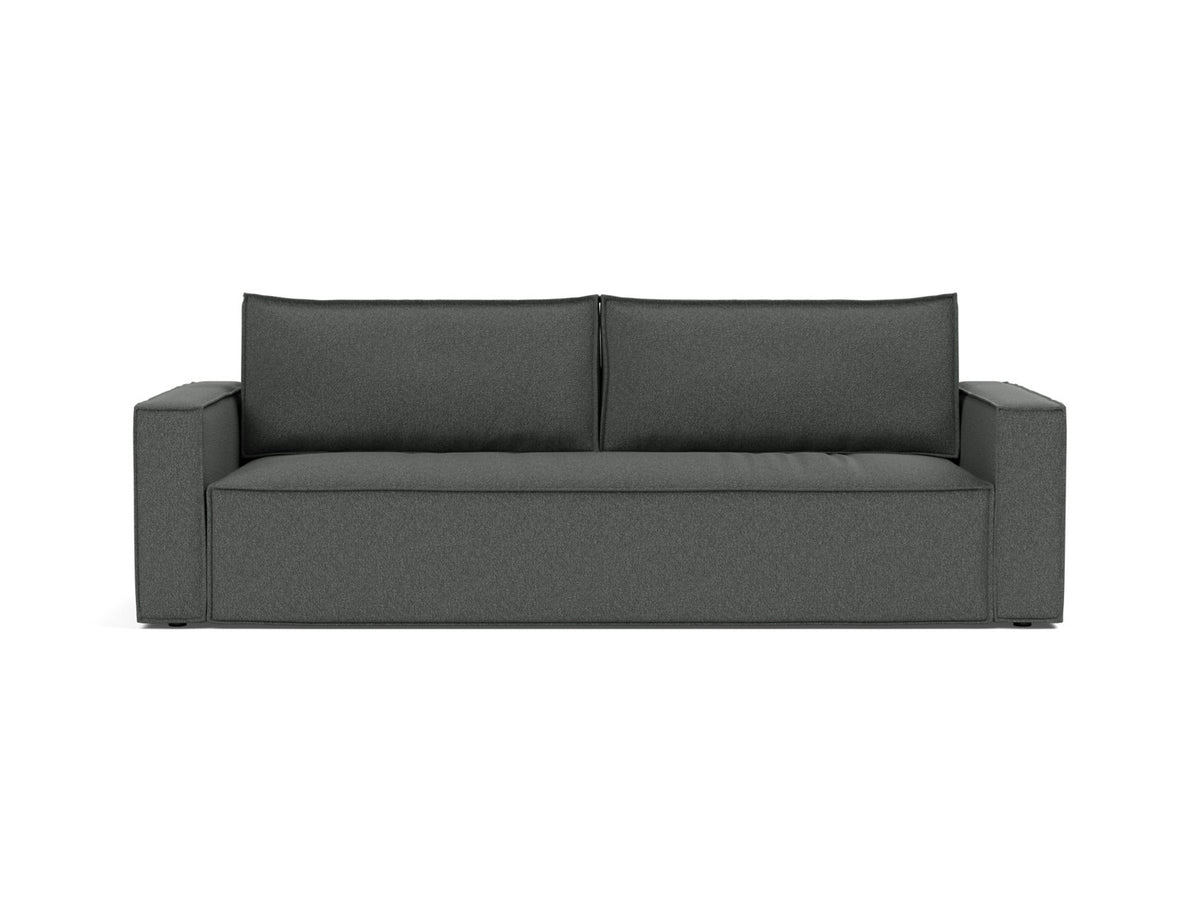 Innovation Living Newilla Full Sofa Bed with Standard Arms in Bouclé Charcoal (529), front view