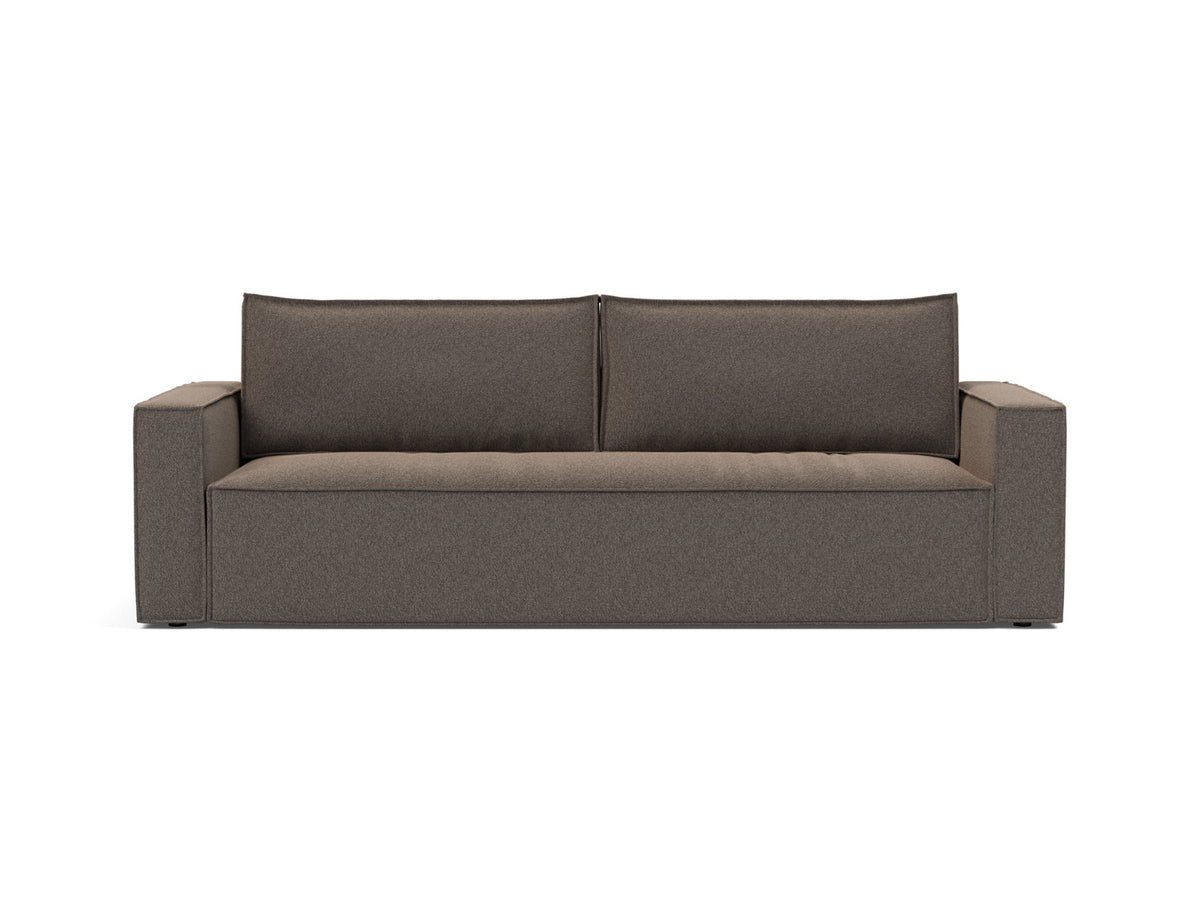 Innovation Living Newilla Full Sofa Bed with Standard Arms in Bouclé Taupe (530), front view