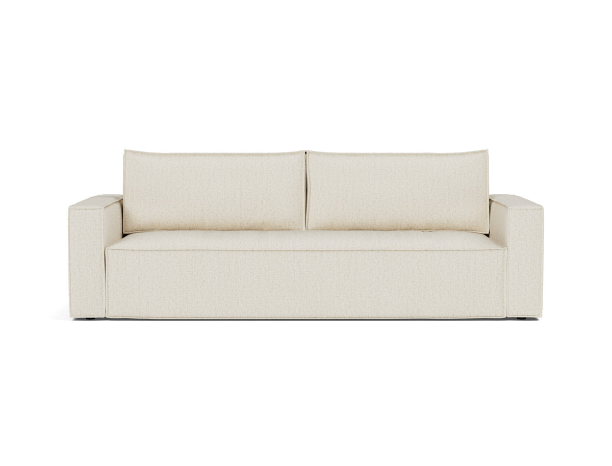 Innovation Living Newilla Full Sofa Bed with Standard Arms in Bouclé Off White (531), front view