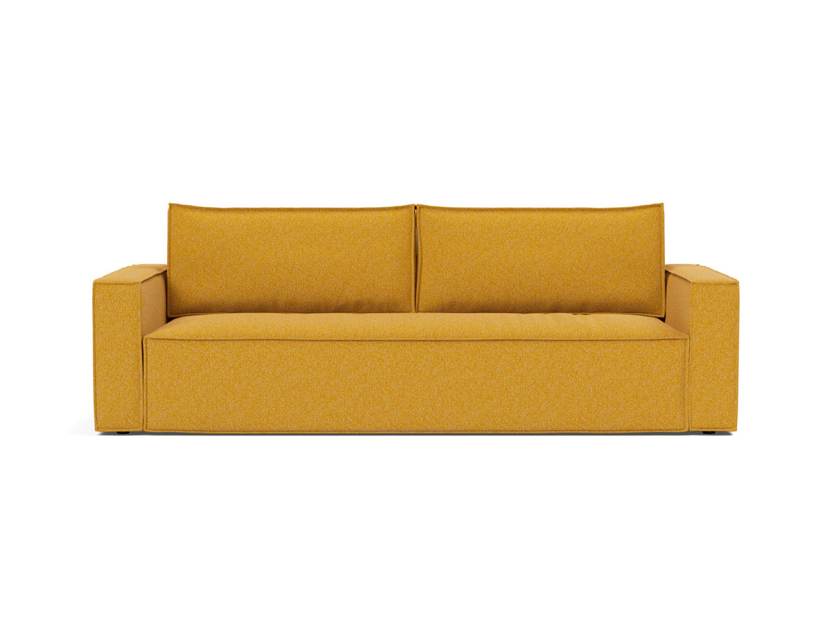 Innovation Living Newilla Full Sofa Bed with Standard Arms in Bouclé Ochre (536), front view