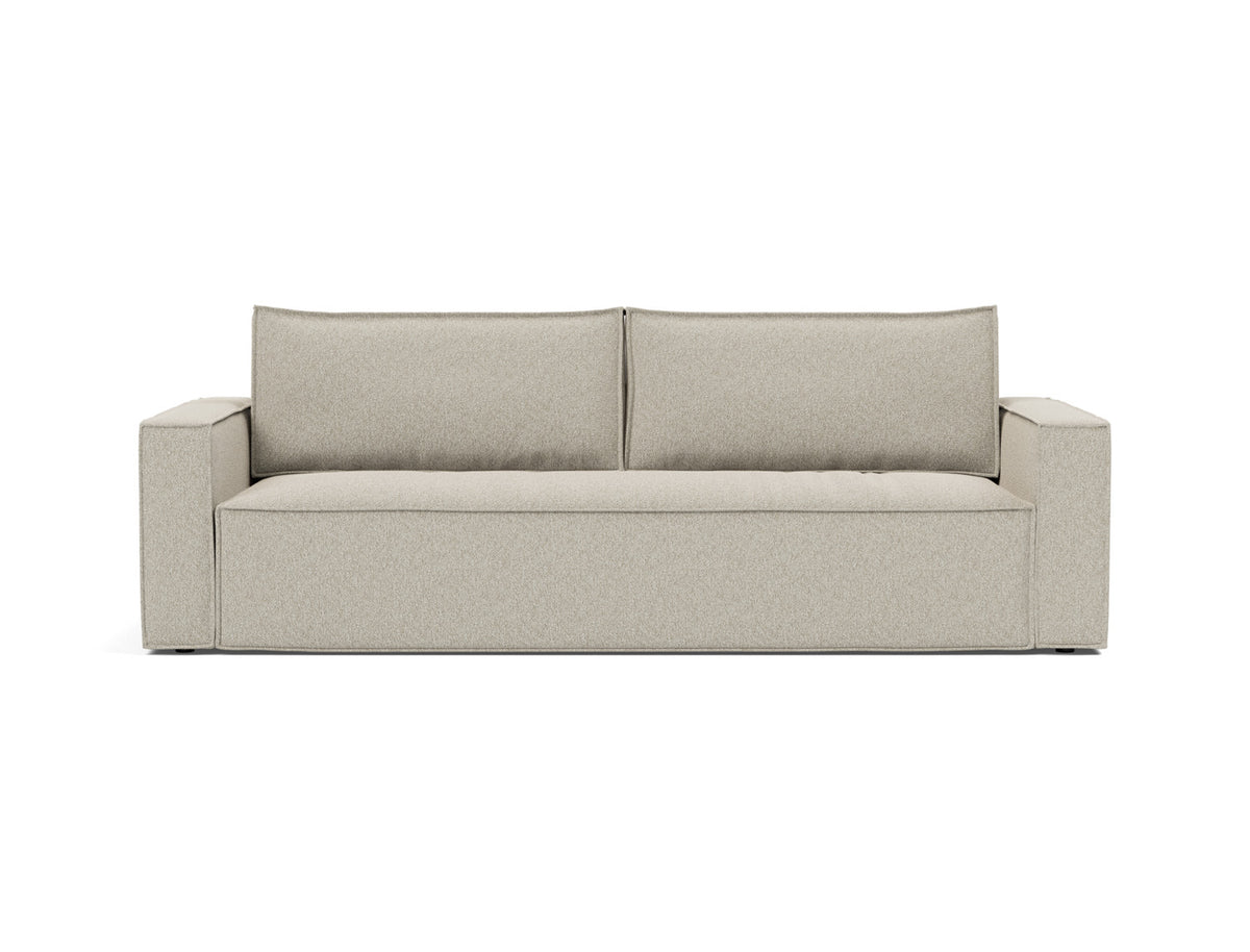 Innovation Living Newilla Full Sofa Bed with Standard Arms in Bouclé Beige (539), front view