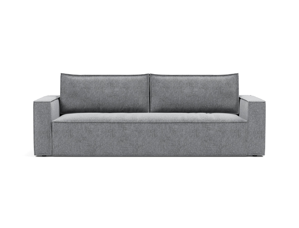 Innovation Living Newilla Full Sofa Bed with Standard Arms in Twist Granite (565), front view