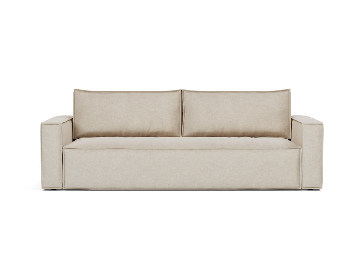 Innovation Living Newilla Full Sofa Bed with Standard Arms in Phobos Latte (586), front view