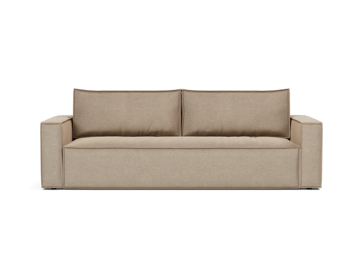 Innovation Living Newilla Full Sofa Bed with Standard Arms in Phobos Mocha (587), front view