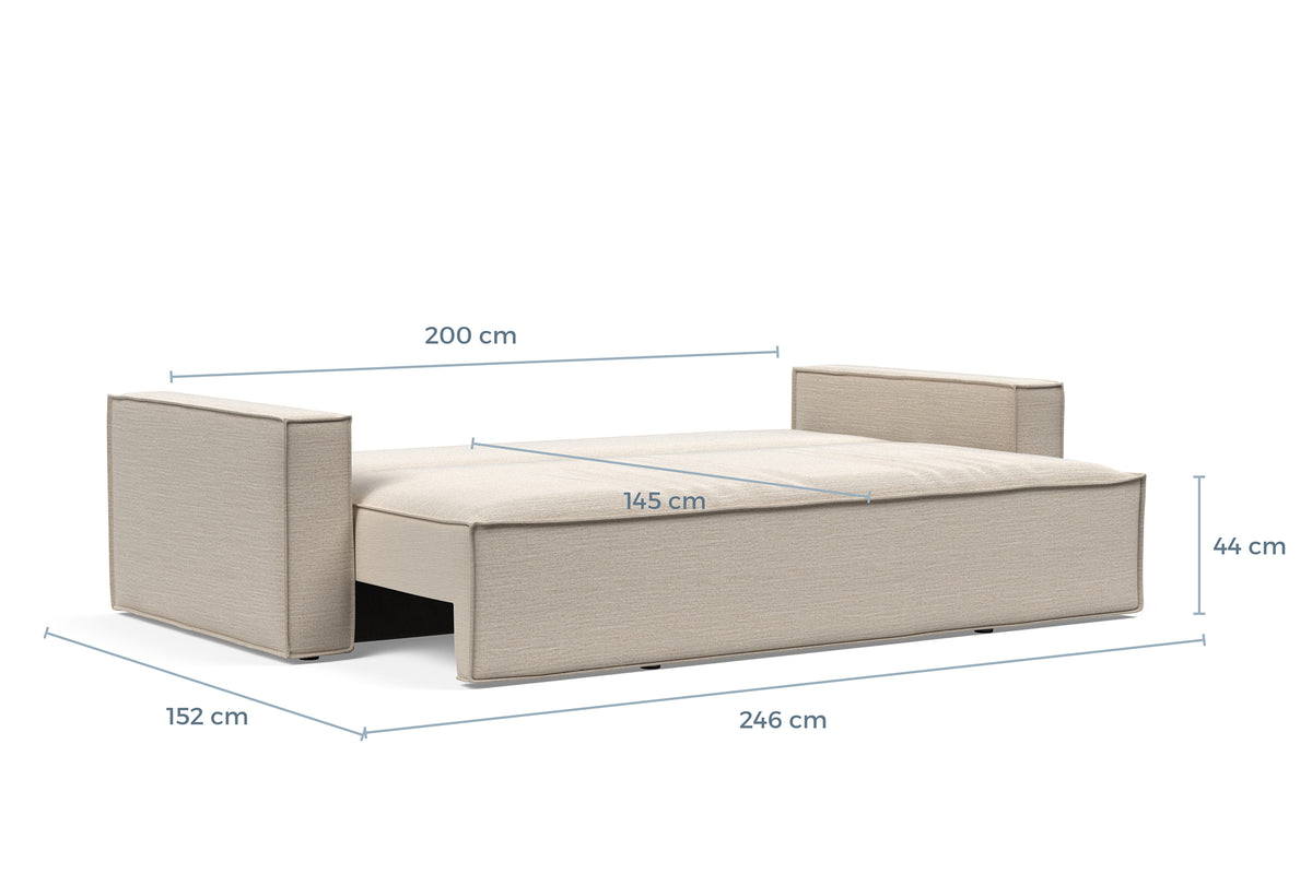 Innovation Living Newilla Full Sofa Bed with Standard Arms dimension drawing with measurements – view 2