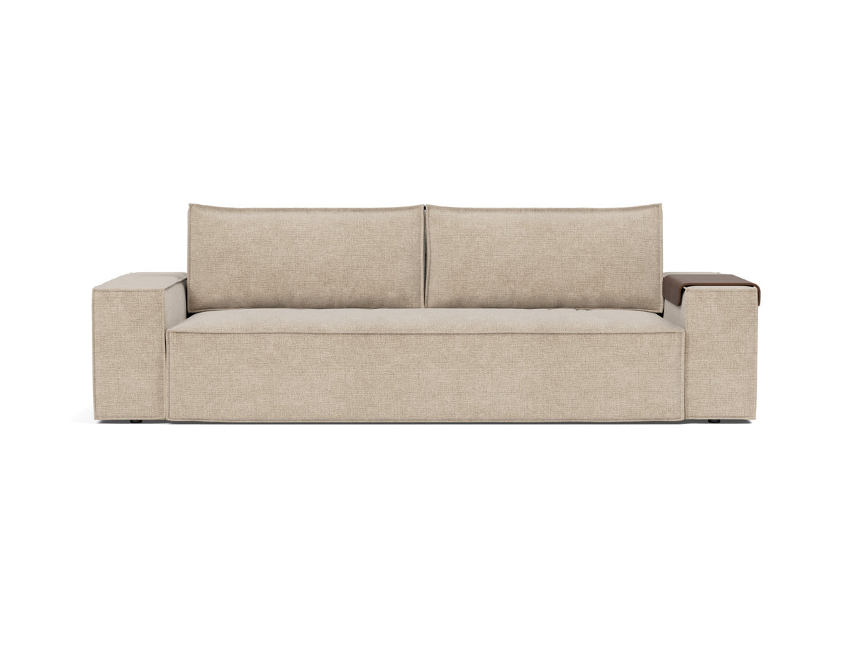 Innovation Living Newilla Full Sofa Bed with Wide Arms in Adario Taupe (257), front view