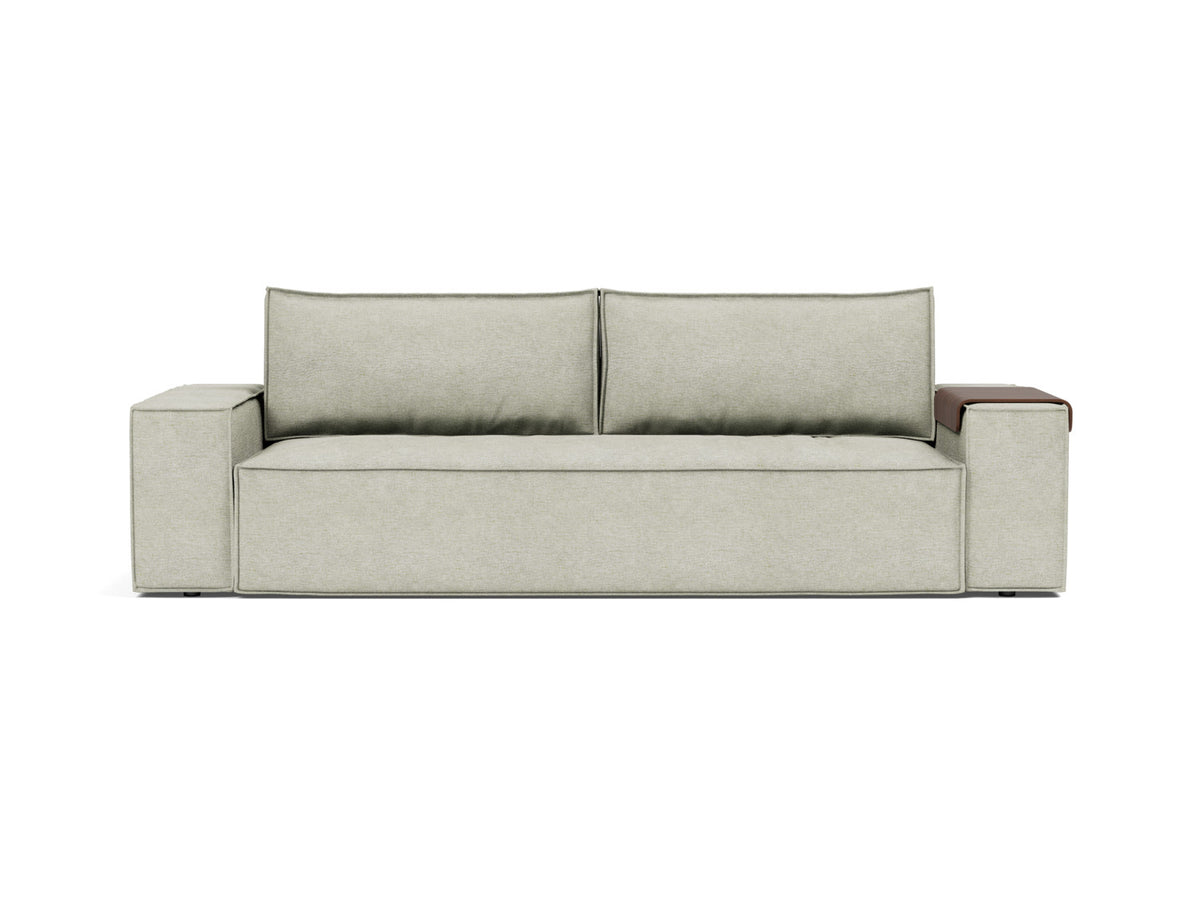 Innovation Living Newilla Full Sofa Bed with Wide Arms in Avella Sand (280), front view