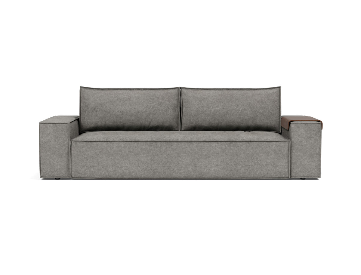 Innovation Living Newilla Full Sofa Bed with Wide Arms in Avella Warm Grey (282), front view