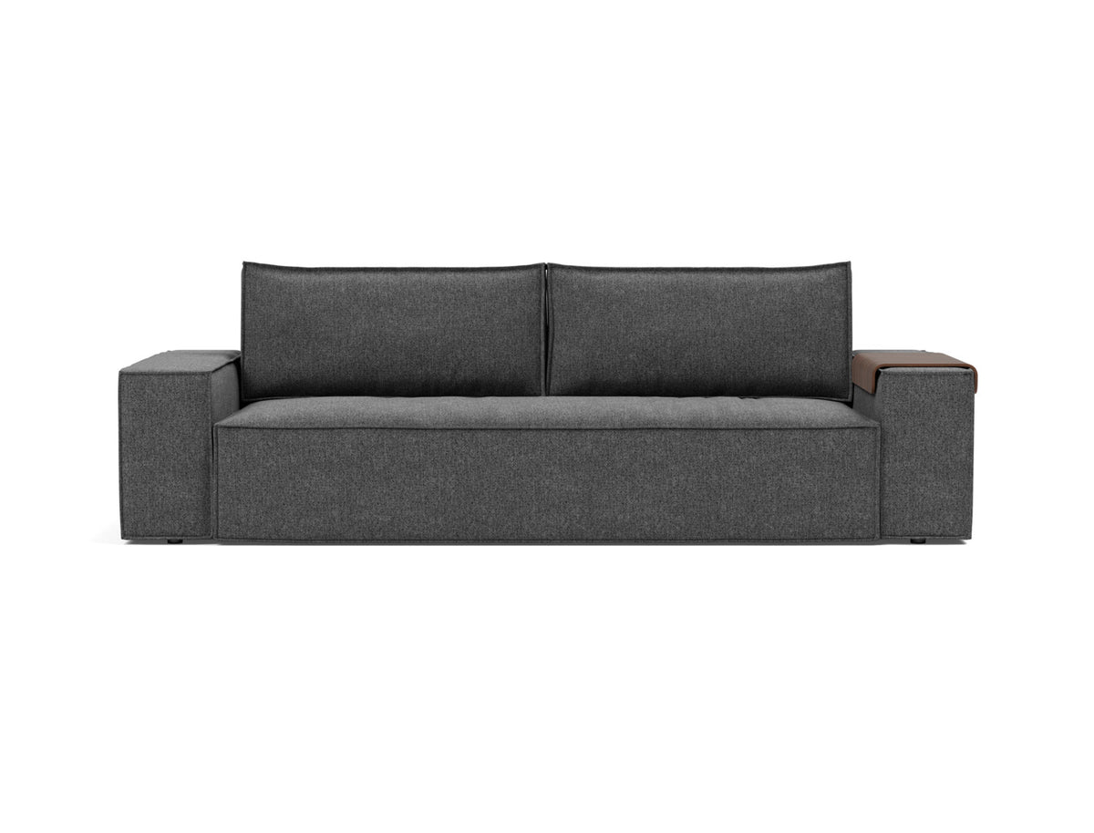 Innovation Living Newilla Full Sofa Bed with Wide Arms in Taura Deep Grey (350), front view
